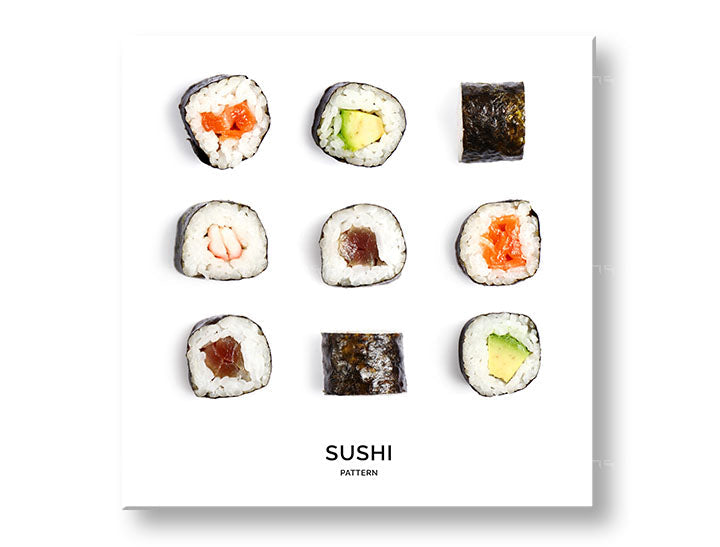 Ipari vászonkép motívummal: SUSHI, természet fehér-fekete árnyalatokban, alkalmas a konyha számára | Fali kép SUSHI_067-12 – fő