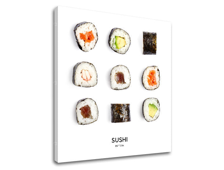 Ipari vászonkép motívummal: SUSHI, természet fehér-fekete árnyalatokban, alkalmas a konyha számára | Fali kép SUSHI_067-12 – termék