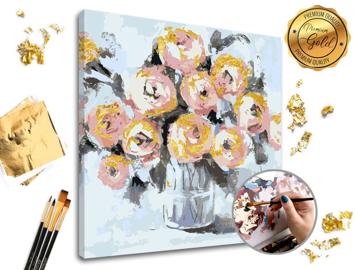 Festés számok szerint PREMIUM GOLD – Virágos öröm