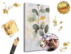 Festés számok szerint PREMIUM GOLD – Zöldes-arany levelek
