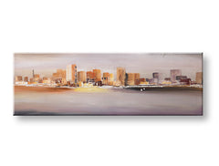 Kézzel festett falikép VÁROS 120x40 cm – 3D perspektíva vászon fa kereten | 100% eredeti | akril vásznon ARTMIE | Papilora.sk