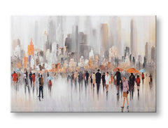 Kézzel festett falikép VÁROS 120x80 cm – 3D perspektíva vászon fa kereten | 100% eredeti | akril vásznon ARTMIE | Papilora.sk