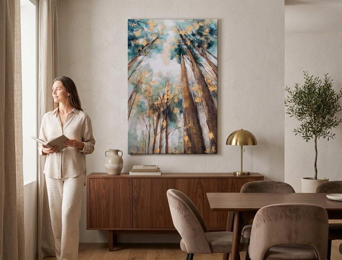 Kézzel festett falikép FÁK 60x90 cm – 3D perspektíva vászon fa kereten | 100% eredeti | akril vásznon ARTMIE | Papilora.sk