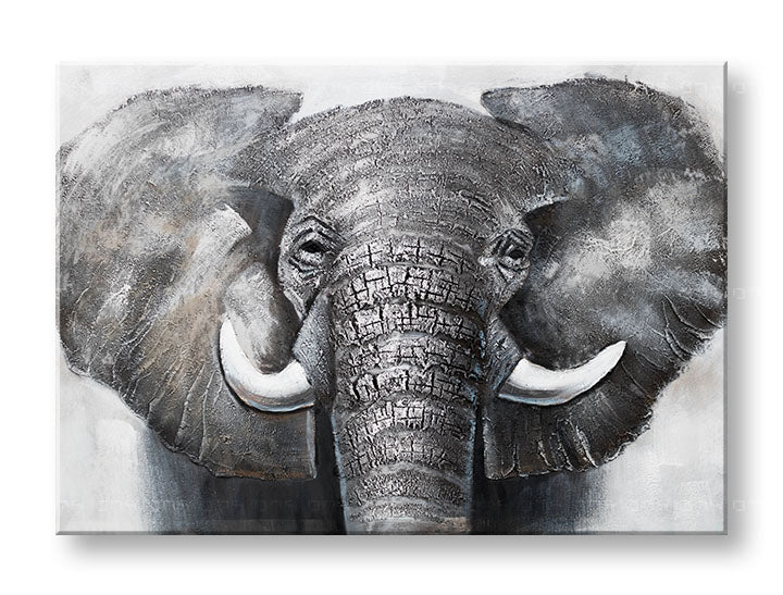 Kézzel festett falikép ELEFÁNT 100x70 cm – 3D perspektíva vászonon fa kereten | 100% eredeti | akril vászonon ARTMIE | Papilora.sk