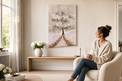 Festett falikép FA 60x90 cm – kézzel festett kép elegáns enteriőrben (Scandi cream) | wall mockup | prémium vászon | Papilora.sk