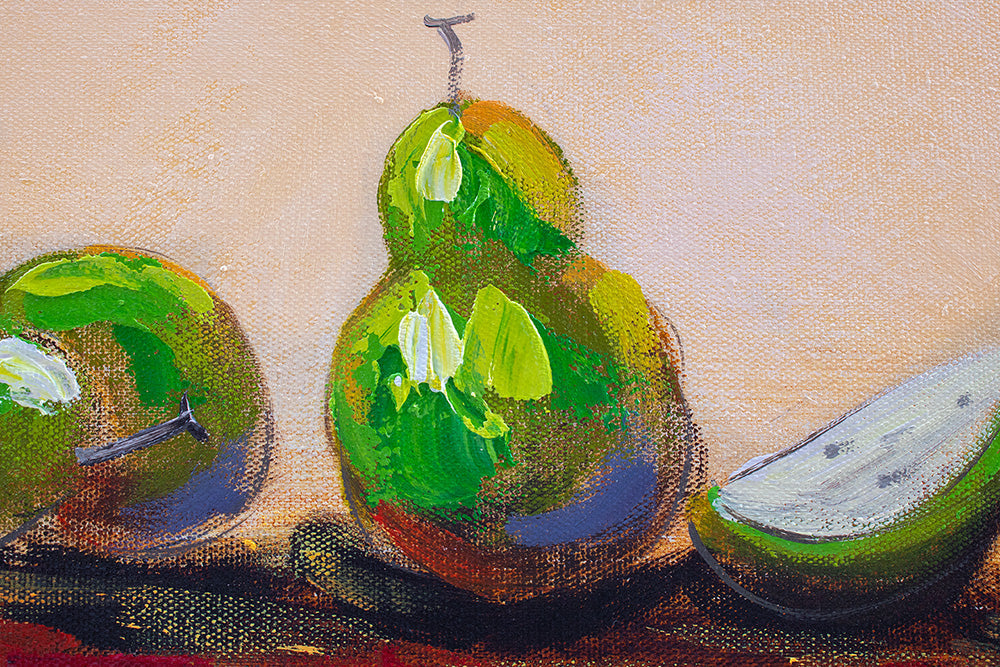 Pop art vászonkép motívummal: HRUŠKY, gyümölcs, táj, természet bézs-barna árnyalatokban, nyugodt hangulat, természet, alkalmas a konyha számára – termék