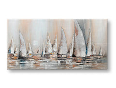 Kézzel festett falikép VITORLÁSOK 140x70 cm – 3D perspektíva vászonon, fakereten | 100% eredeti | akril vászonon ARTMIE | Papilora.sk