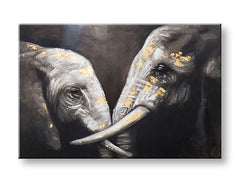 Kézzel festett fali kép ELEFÁNTOK 120x80 cm – 3D perspektíva vászonon, fa kereten | 100% eredeti | akril vásznon ARTMIE | Papilora.sk