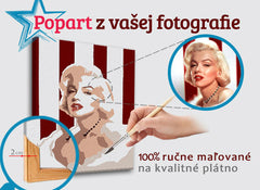Modern vászonkép motívummal: OBDLŽNIK FOTO-POPO fehér-piros árnyalatokban, hollywoodi glamúr | Festett POP Art kép z fénykép – OBDLŽNIK FOTO-POPO – fő