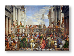 Pop art vászonkép motívummal: Paolo Veronese - Svadba v Káne Galilejskej kék-zöld árnyalatokban, ünnepi hangulat, alkalmas a konyha számára – termék, nézet 2