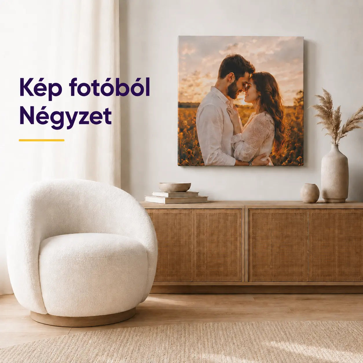 Fényképből vászonkép – négyzet, személyre szabott fotó a nappaliba falra