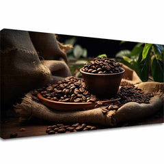 Modern vászonkép motívummal: Ranná Arabica, természet bézs-barna árnyalatokban, otthonos hangulat, alkalmas a konyha számára | Kávé képek a konyha számára Ranná Arabica – fő