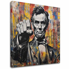 Modern vászonkép motívummal: Abraham Lincoln - Sila histórie fekete-sárga árnyalatokban, erő és hatalom | Kép Abraham Lincoln - Sila histórie – fő