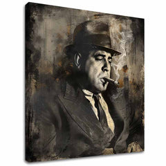 Modern vászonkép motívummal: Al Capone - Dym és moc fekete-fehér árnyalatokban | Kép Al Capone - Dym és moc, fali dekoráció – fő