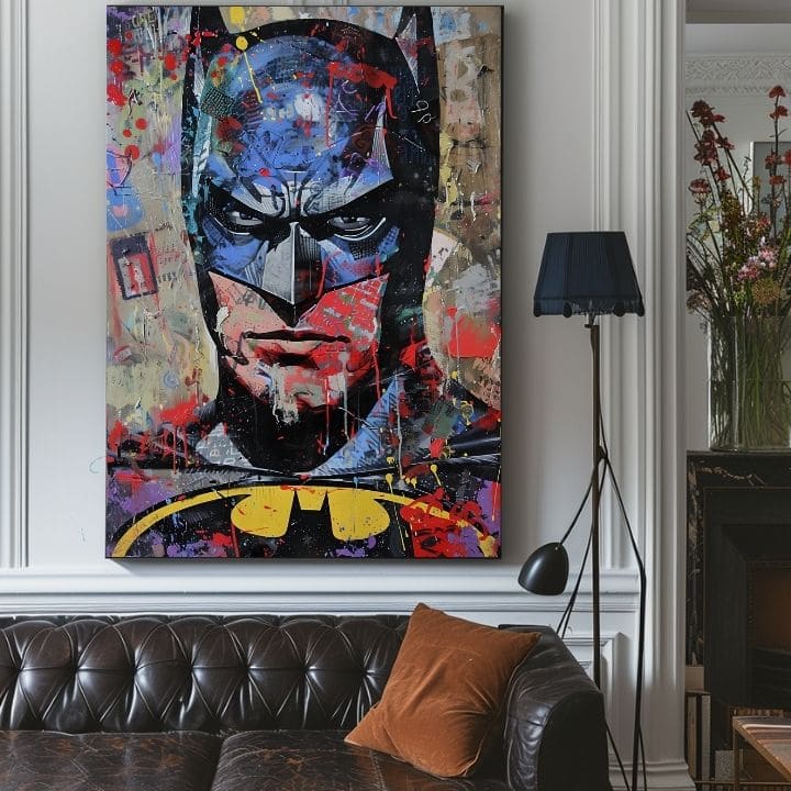 Modern vászonkép motívummal: Batman: Temný strážca fekete-kék árnyalatokban, intenzív hangulat | Kép Batman: Temný strážca – termék, nézet 4