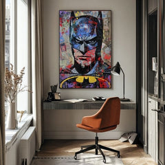 Modern vászonkép motívummal: Batman: Temný strážca fekete-kék árnyalatokban, intenzív hangulat | Kép Batman: Temný strážca – termék