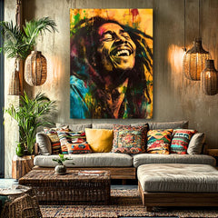 Kézzel befejezett vászonkép Bob Marley Jamajská hviezda 100% eredeti akrylom - fő nézet