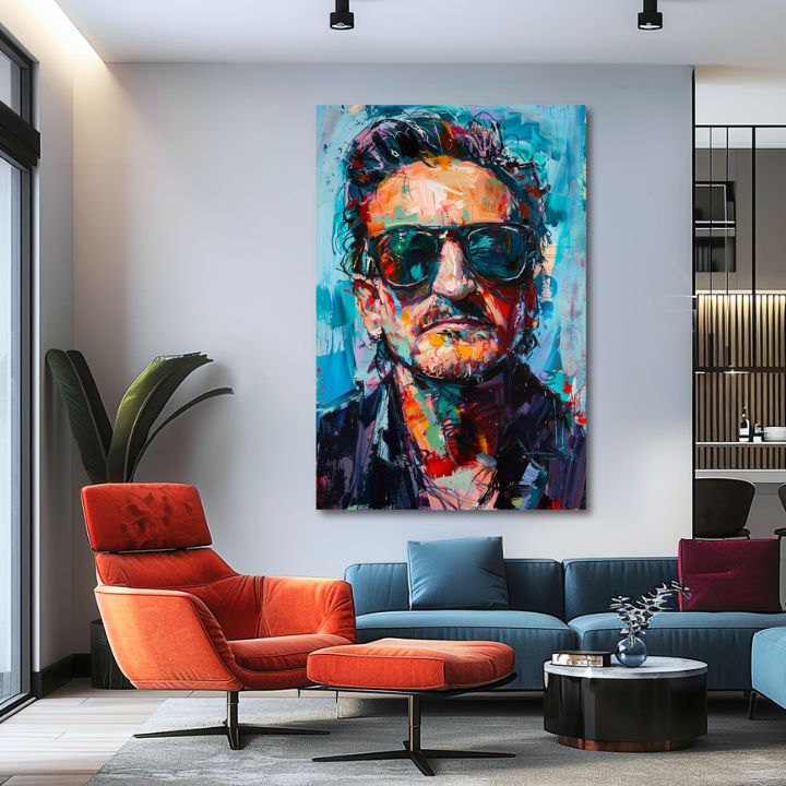 Modern vászonkép motívummal: Bono - Melódia svetla, zakó kék árnyalatokban | Kép Bono - Melódia svetla, fali dekoráció – termék