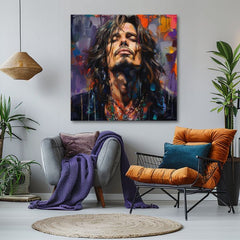 Modern vászonkép motívummal: Chris Cornell - Hlas grunge scény lila-narancs árnyalatokban, rock and roll | Kép Chris Cornell - Hlas grunge scény – termék, nézet 2