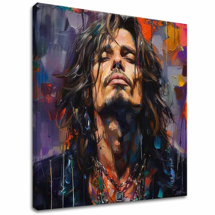 Modern vászonkép motívummal: Chris Cornell - Hlas grunge scény lila-narancs árnyalatokban, rock and roll | Kép Chris Cornell - Hlas grunge scény – fő