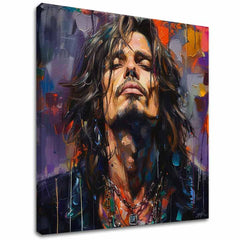 Modern vászonkép motívummal: Chris Cornell - Hlas grunge scény lila-narancs árnyalatokban, rock and roll | Kép Chris Cornell - Hlas grunge scény – fő
