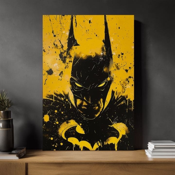 Modern vászonkép motívummal: Dark Knight na vásznon, maszk fekete-fehér árnyalatokban, intenzív hangulat | Kép Dark Knight na vásznon – termék, nézet 2