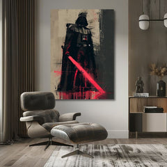 Modern vászonkép motívummal: Darth Vader - Temná erő na vásznon fekete-szürke árnyalatokban, erő és hatalom | Kép Darth Vader - Temná erő na vásznon – termék, nézet 2