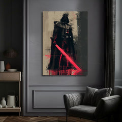 Modern vászonkép motívummal: Darth Vader - Temná erő na vásznon fekete-szürke árnyalatokban, erő és hatalom | Kép Darth Vader - Temná erő na vásznon – termék