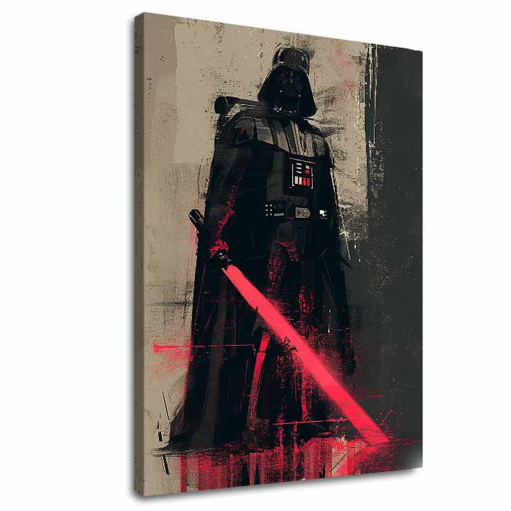 Modern vászonkép motívummal: Darth Vader - Temná erő na vásznon fekete-szürke árnyalatokban, erő és hatalom | Kép Darth Vader - Temná erő na vásznon – fő