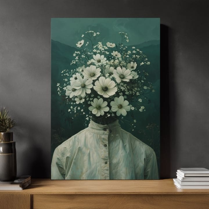 Modern vászonkép motívummal: Flower Head, virágok krém árnyalatokban, éteri hangulat, növekedés és fejlődés | Kép Flower Head – termék