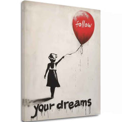 Modern vászonkép motívummal: Follow Your Dreams, léggömb fehér-fekete árnyalatokban, álmok és nádej | Kép Follow Your Dreams – fő [XOBWSPP030E1]