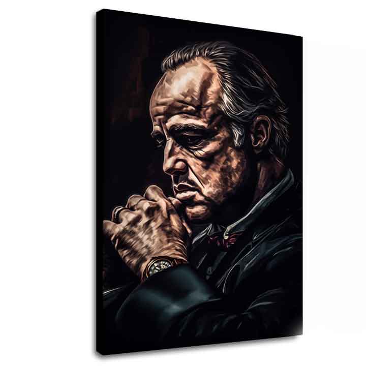 Modern vászonkép motívummal: Godfather: Moc és rešpekt fekete árnyalatokban, komor hangulat, erő és hatalom és család | Kép Godfather: Moc és rešpekt – fő