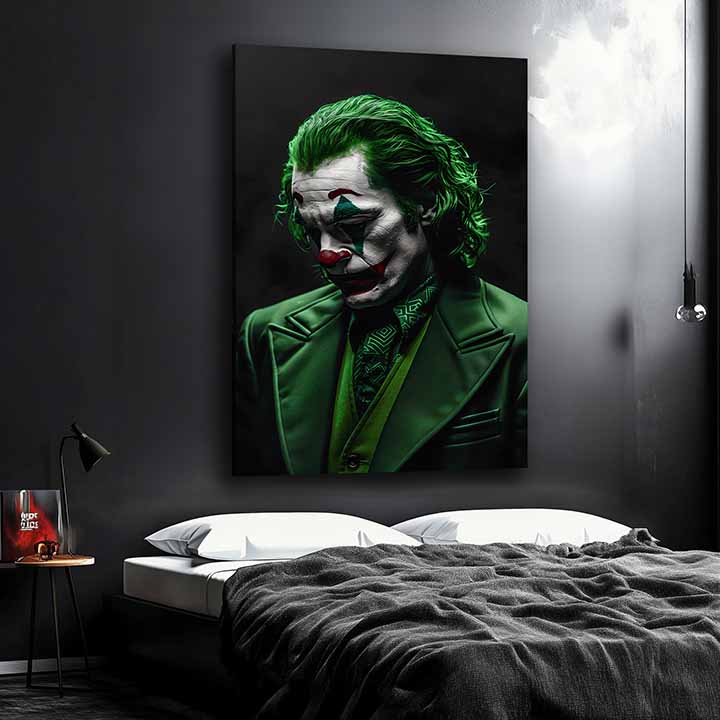 Modern vászonkép motívummal: Joker: Zrodenie šialenstva fekete árnyalatokban, filmvilág | Kép Joker: Zrodenie šialenstva – termék