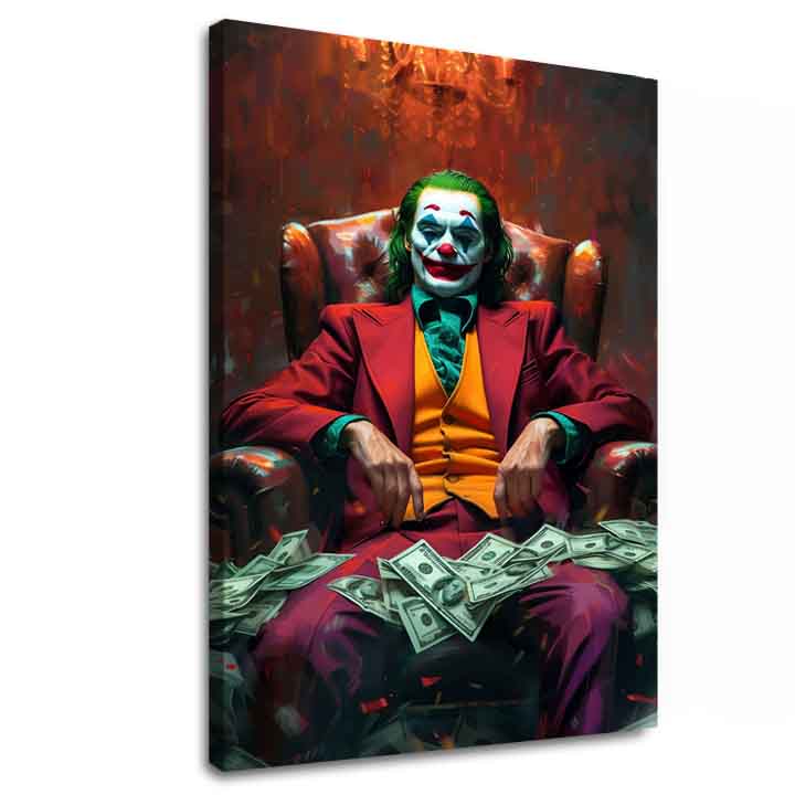 Modern vászonkép motívummal: Joker: Pán chaosu zöld-arany árnyalatokban, intenzív hangulat, erő és hatalom | Kép Joker: Pán chaosu – fő