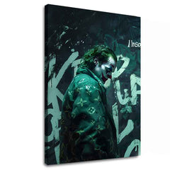 Modern vászonkép motívummal: Joker: Vuitton štýl, graffiti fekete-fehér árnyalatokban, sötét hangulat | Kép Joker: Vuitton štýl – fő