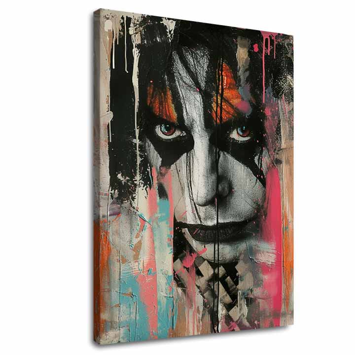 Modern vászonkép motívummal: KISS - Chaos na pódiu fekete-fehér árnyalatokban, merész hangulat, rock and roll | Kép KISS - Chaos na pódiu – fő