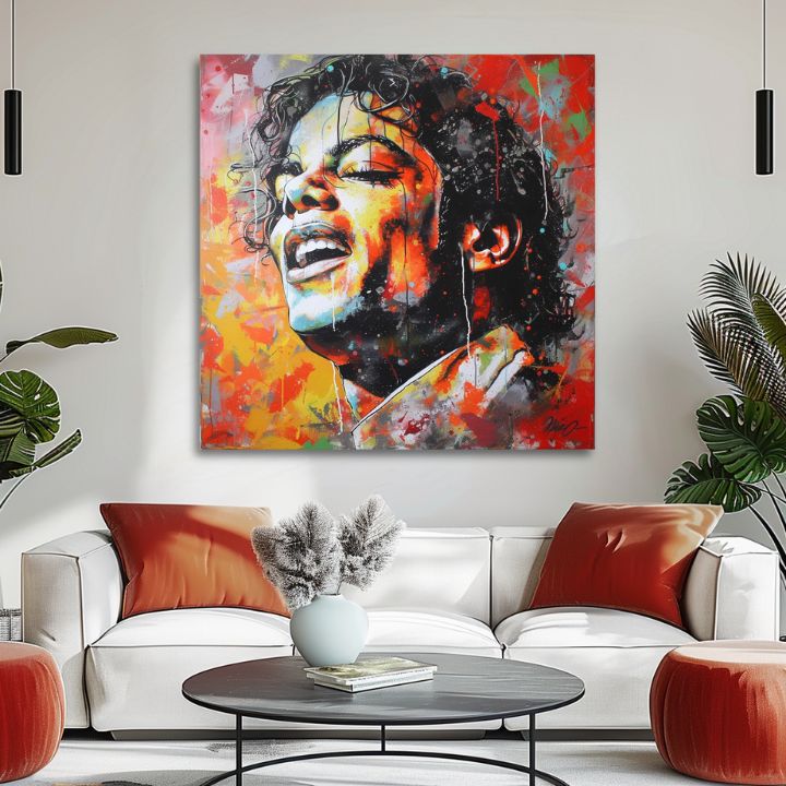 Modern vászonkép motívummal: Michael Jackson - Hlas generácií piros-arany árnyalatokban, energikus hangulat | Kép Michael Jackson - Hlas generácií – termék