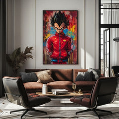 Kézzel festett vászonkép motívummal: Saiyan: Sila bojovníka piros-fekete árnyalatokban, intenzív hangulat, popkultúra és erő és hatalom | Kép Saiyan: Sila bojovníka – termék, nézet 3