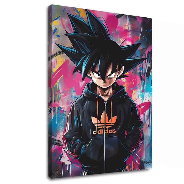 Modern vászonkép motívummal: Saiyan: Bojovník moci fekete-lila árnyalatokban, energikus hangulat | Kép Saiyan: Bojovník moci – fő