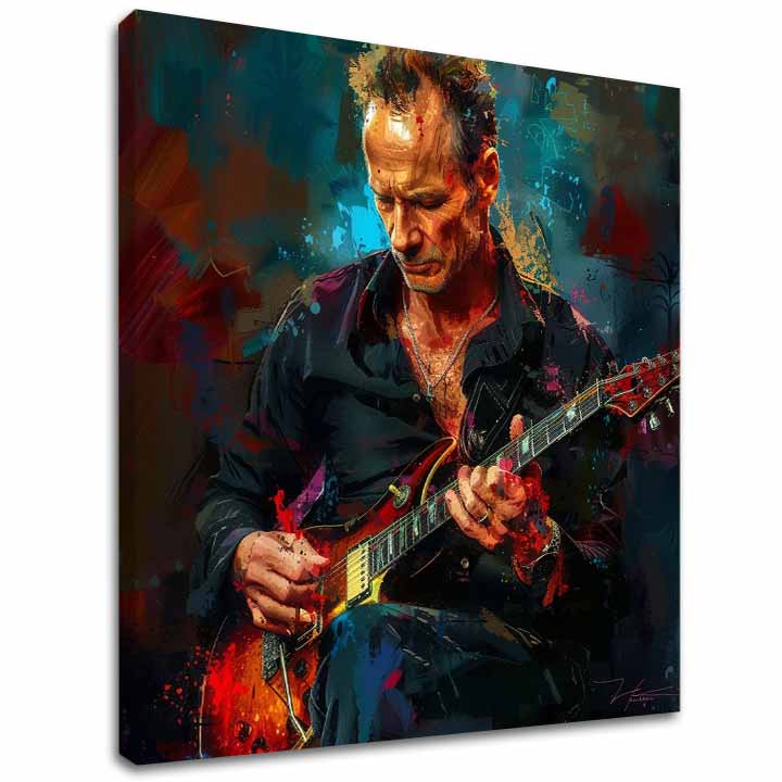 Kézzel festett vászonkép motívummal: Sting - Király Grammy kék-piros árnyalatokban, intenzív hangulat, rock and roll és kreativitás | Kép Sting - Király Grammy – fő