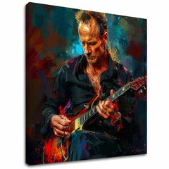 Kézzel festett vászonkép motívummal: Sting - Király Grammy kék-piros árnyalatokban, intenzív hangulat, rock and roll és kreativitás | Kép Sting - Király Grammy – fő