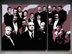 Pop art vászonkép motívummal: The MAFIA Family, autó fehér-fekete árnyalatokban, drámai hangulat, család és erő és hatalom, alkalmas a nappali számára – termék