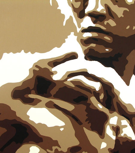 Kézzel festett vászonkép motívummal: AL Bruce Lee barna-fehér árnyalatokban, intenzív hangulat, erő és ikonográfia | Kézzel festett POP Art kép AL Bruce Lee – termék, nézet 3