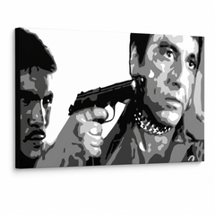 Kézzel festett POP Art festmény AL PACINO 1 db al20 – 3D látvány a kézzel festett vászonról fehér háttéren. Domináns színek: fekete, fehér, szürke.