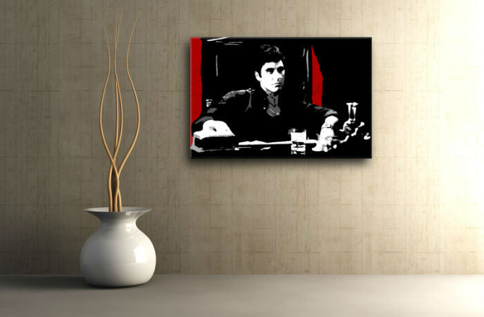 Kézzel festett vászonkép motívummal: AL PACINO fekete-fehér árnyalatokban, intenzív hangulat, filmvilág és ikonográfia | Kézzel festett POP Art kép AL PACINO – fő