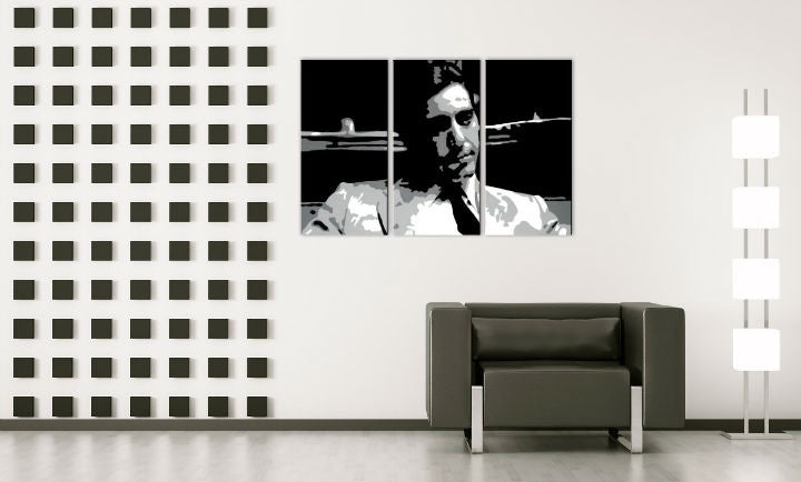 Kézzel festett vászonkép motívummal: AL PACINO fekete-fehér árnyalatokban, kifinomult hangulat, városi élet | Kézzel festett POP Art kép AL PACINO – fő