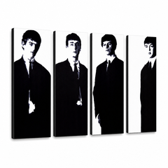 Kézzel festett POP Art festmény Beatles 4 db bea3 – 3D látvány a kézzel festett vászonról fehér háttéren. Domináns színek: fekete, fehér, szürke.