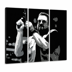 Kézzel festett POP Art festmény Big Lebowski 3 rész bl – 3D látvány a kézzel festett vászonról fehér háttéren. Domináns színek: fekete, fehér, szürke.