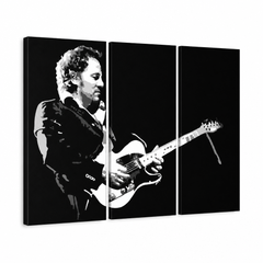 Kézzel festett POP Art festmény Bruce Springsteen 3 db bs – 3D látvány a kézzel festett vászonról fehér háttéren. Domináns színek: fekete, fehér, szürke.