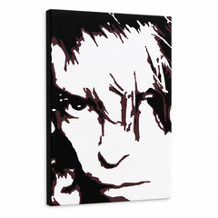 Kézzel festett POP Art festmény David Bowie 1 db db – 3D látvány a kézzel festett vászonról fehér háttéren. Domináns színek: fekete, barna, fehér.